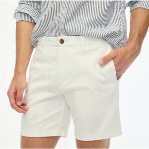 J.Crew 7" Inseam Flex Chino Short Mens 35 White Stretch Flat Front Slant Pockets